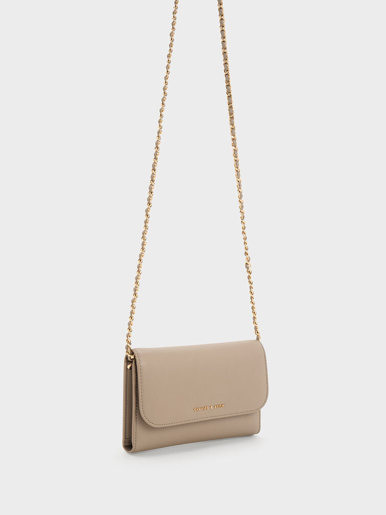 Octavia Front Flap Long Wallet, Taupe, hi-res