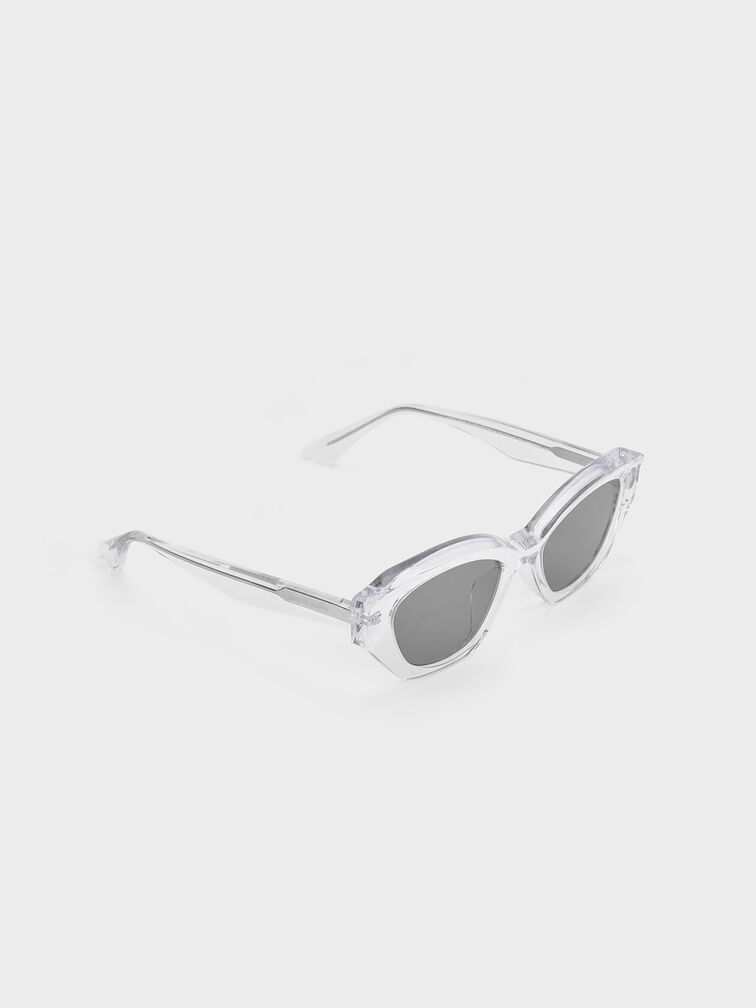 Onyx Recycled Acetate Cat-Eye Sunglasses, Clear, hi-res