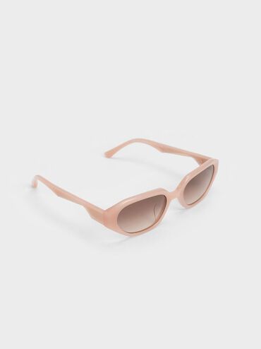 Acetate Oval Sunglasses, Pink, hi-res