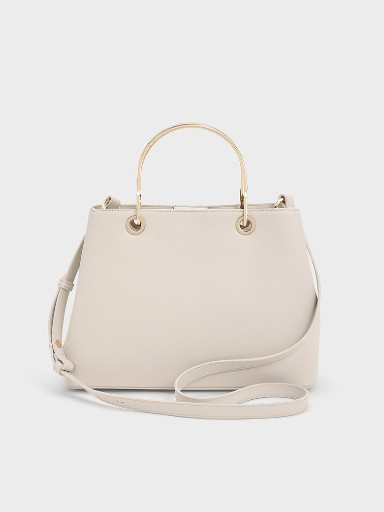 Leather Ring-Handle Bag, Chalk, hi-res