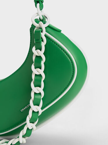 Alouette Curved Shoulder Bag, Green, hi-res