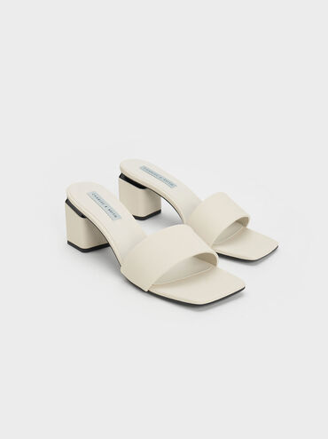 Square Block Heel Mules, Chalk, hi-res