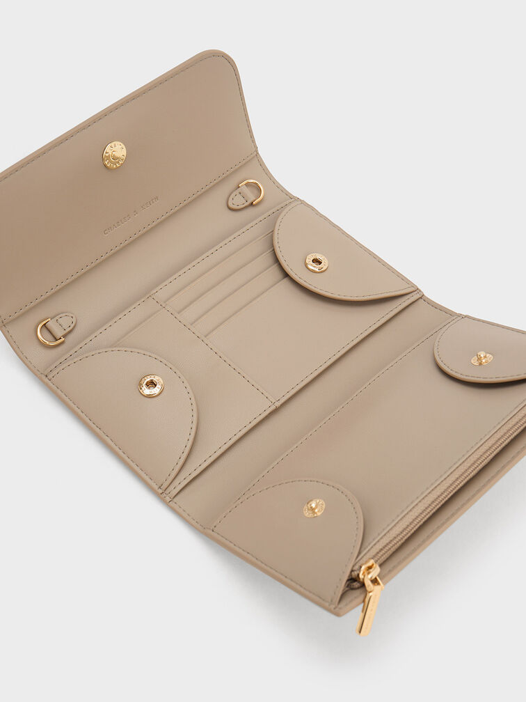 Octavia Front Flap Long Wallet, Taupe, hi-res