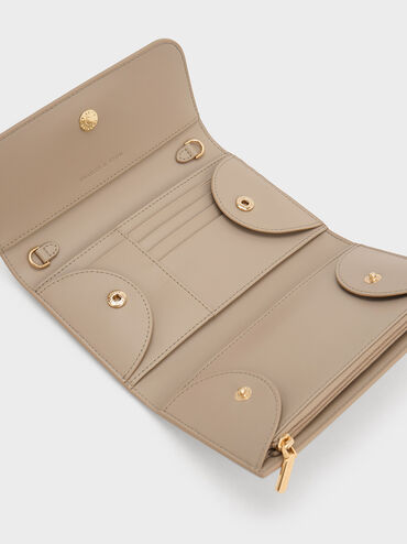 Octavia Front Flap Long Wallet, Taupe, hi-res