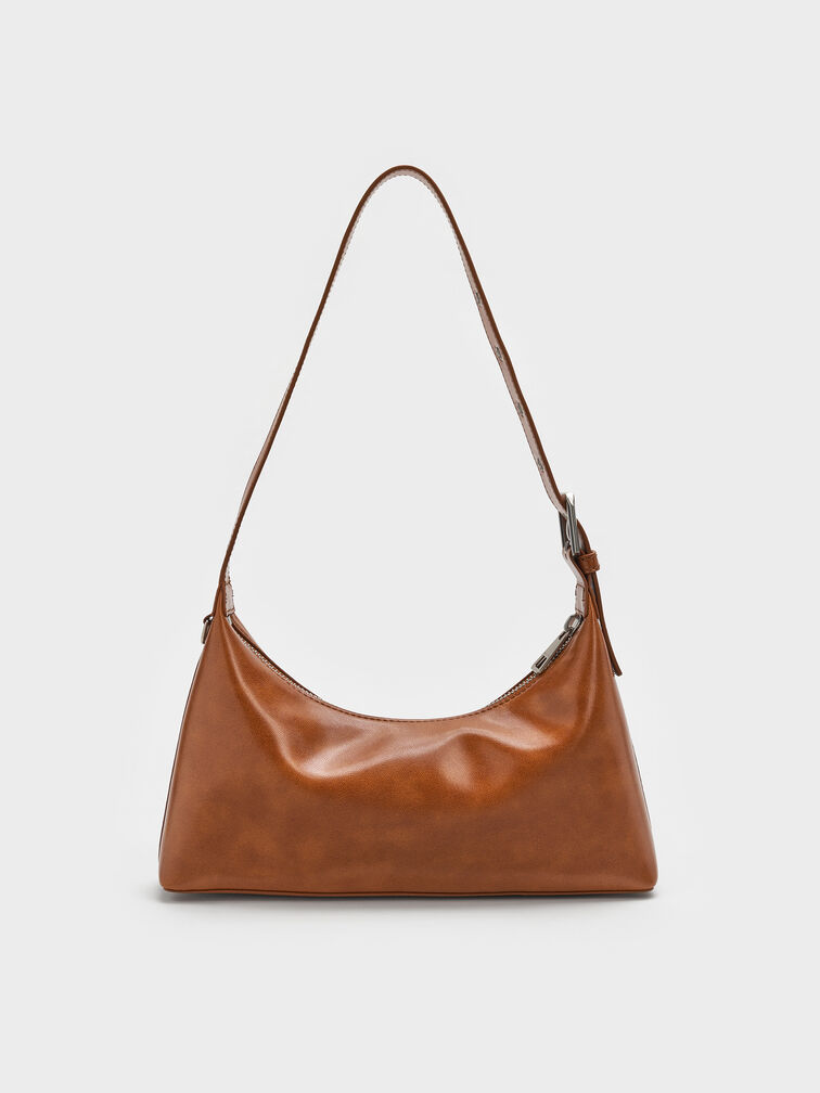 Atwood Chain-Embellished Shoulder Bag, Distressed Tan, hi-res