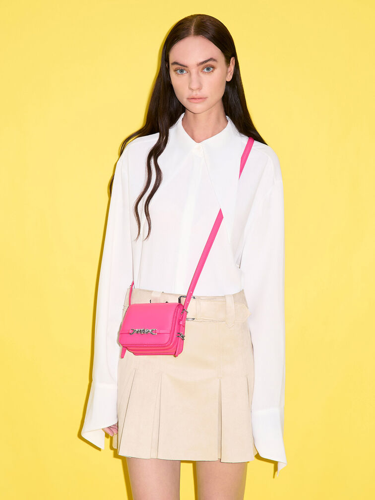 Mini Henrietta Shoulder Bag, Fuchsia, hi-res