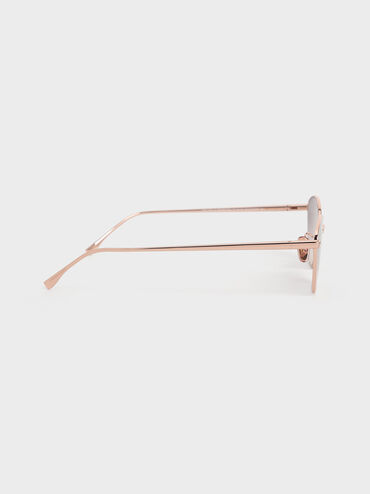 Crystal-Accent Cat-Eye Sunglasses, Rose Gold, hi-res