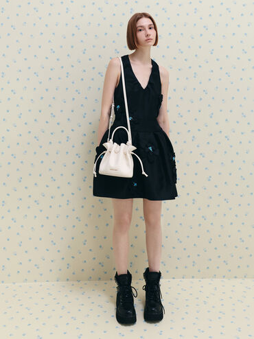 Sammie Drawstring Bucket Bag, Cream, hi-res