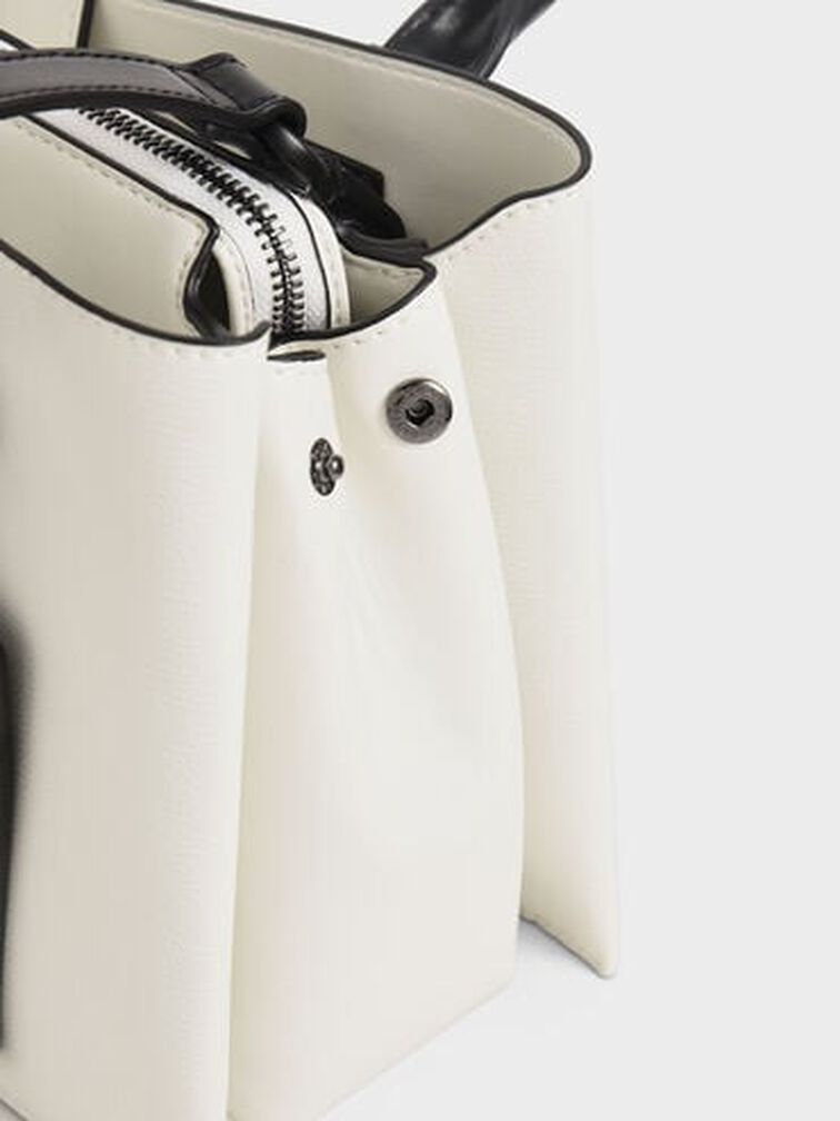 Cameron Double Top Handle Bag, White, hi-res