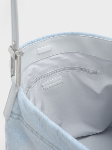 Sianna Denim Slouchy Hobo Bag, Light Washed Denim, hi-res