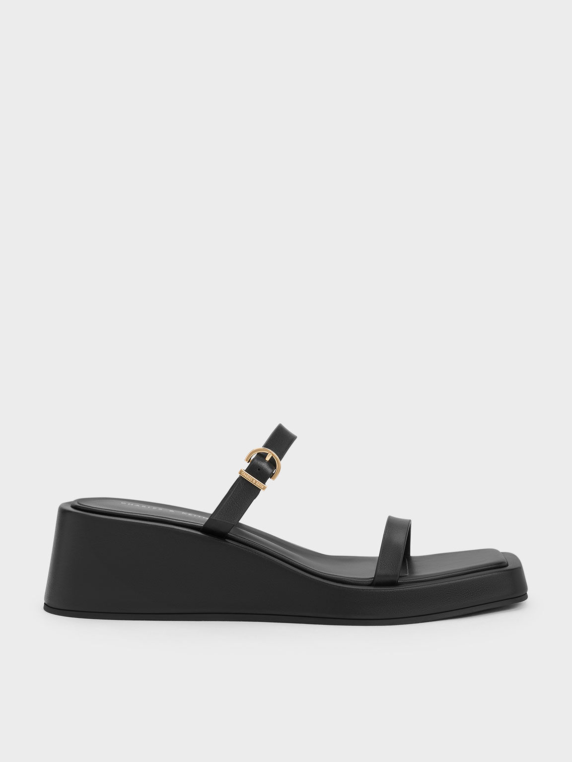 Black Square Toe Wedge Mules CHARLES KEITH IN