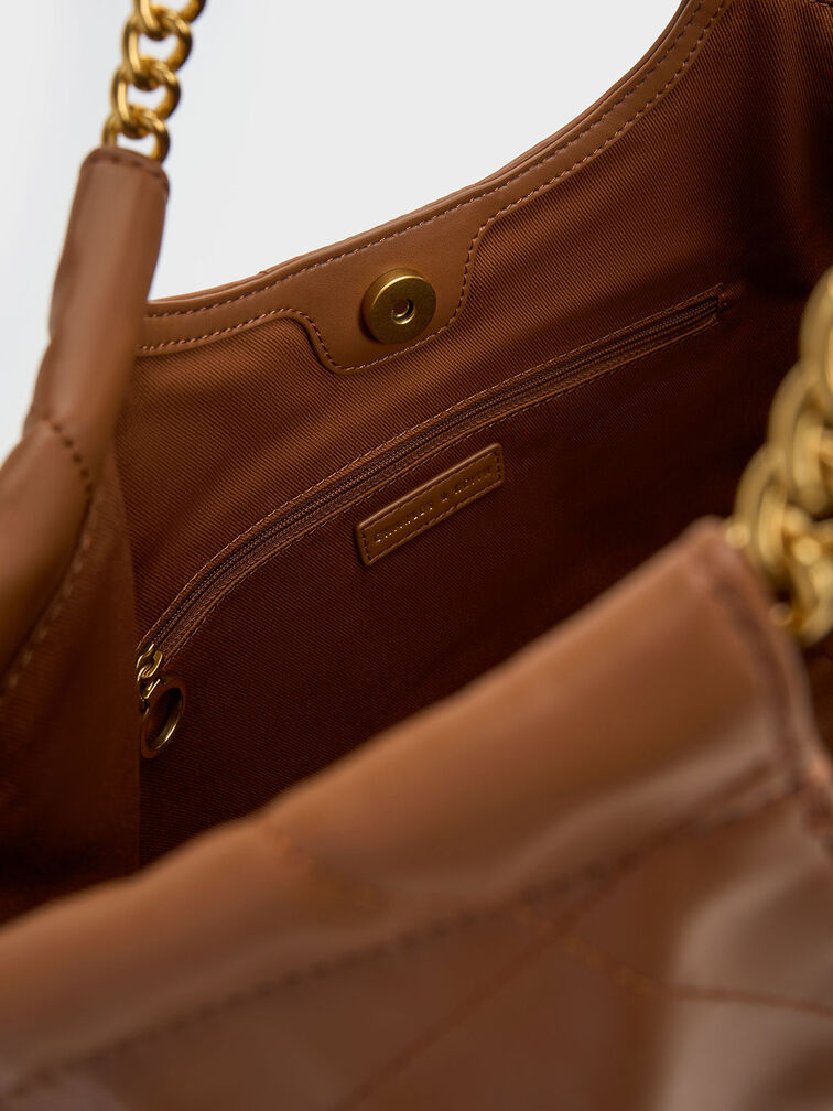 Braided Handle Tote Bag, Chocolate, hi-res