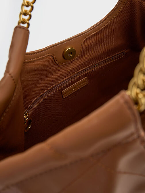 Braided Handle Tote Bag, Chocolate, hi-res