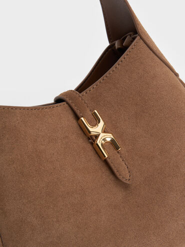 Mini Adalyn Recycled Suede Hobo Bag, Mocha Brown, hi-res