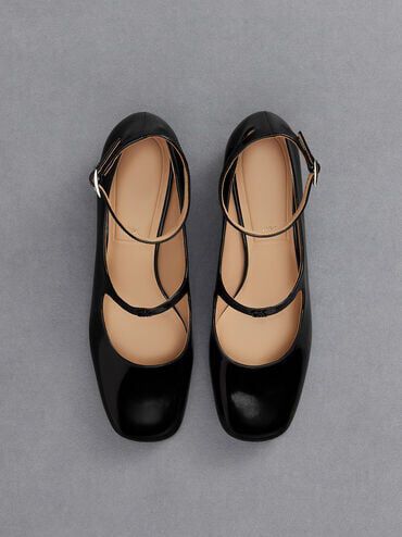 Black leather mary janes shop