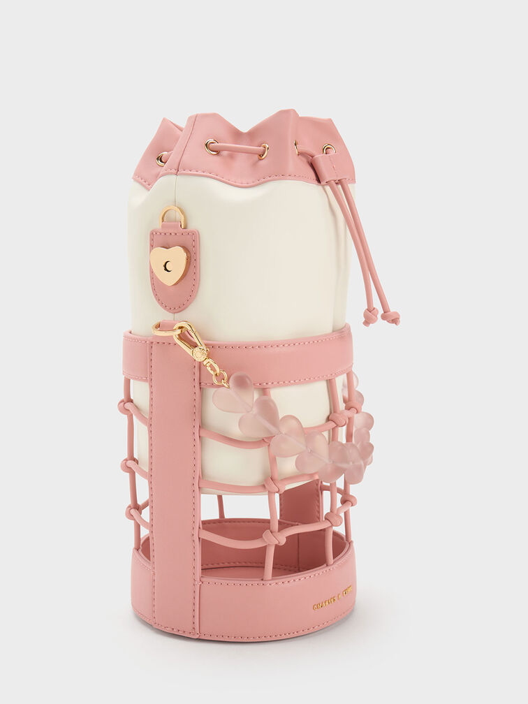 Heart Motif Caged Bucket Bag, Multi, hi-res