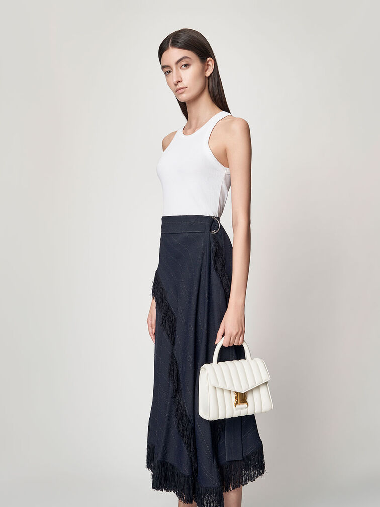 Ivy Metallic Buckle Bag, Cream, hi-res