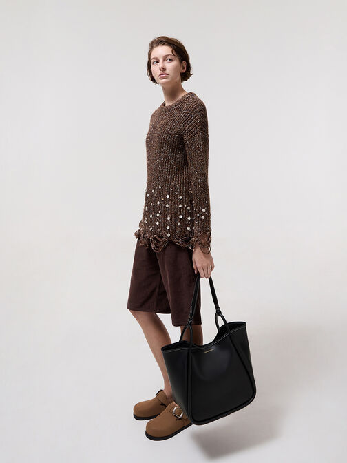 Lyla Tubular Slouchy Tote Bag, Black, hi-res
