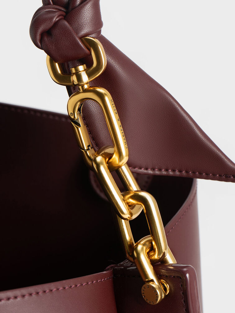 Cleona Braided Handle Shoulder Bag, Dark Chocolate, hi-res