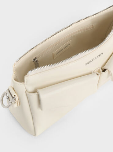 Rachel Elongated Front-Pocket Chain-Handle Bag, Cream, hi-res