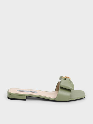 Chain-Link Bow Slides, Sage Green, hi-res