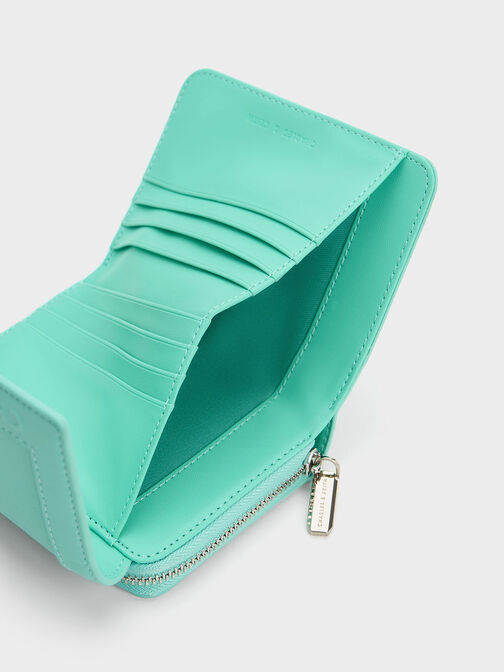 Stitch-Trim Front Flap Wallet, Mint Green, hi-res