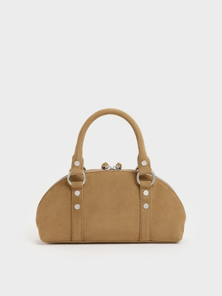 Tatiana Studded Bowling Bag, Sand, hi-res