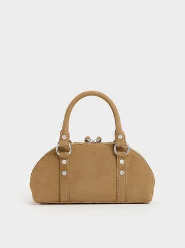 Tatiana Studded Bowling Bag, Sand, hi-res