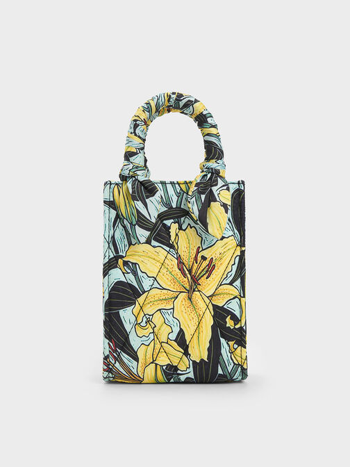 Botanical Print Fabric Tote Bag, Blue, hi-res