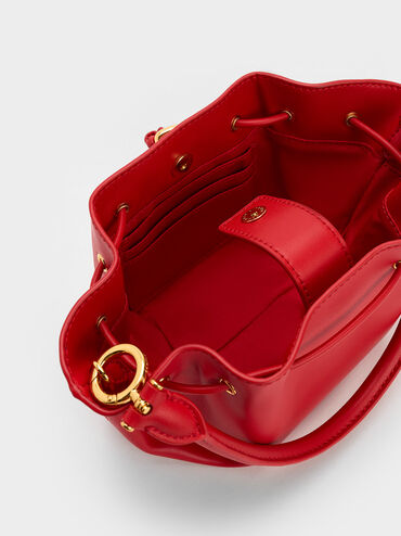Boaz Drawstring Top Handle Bag, Red, hi-res