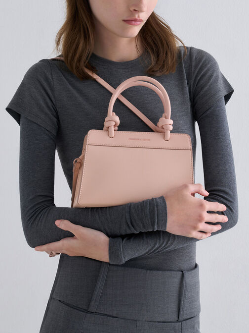 Sabine Knotted-Handle Trapeze Tote Bag, Light Pink, hi-res