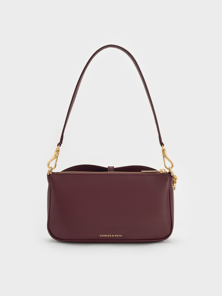 Adalyn Metallic-Buckle Chain-Handle Shoulder Bag, Wineberry Red, hi-res