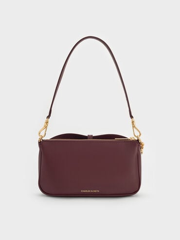 Adalyn Metallic-Buckle Chain-Handle Shoulder Bag, Wineberry Red, hi-res