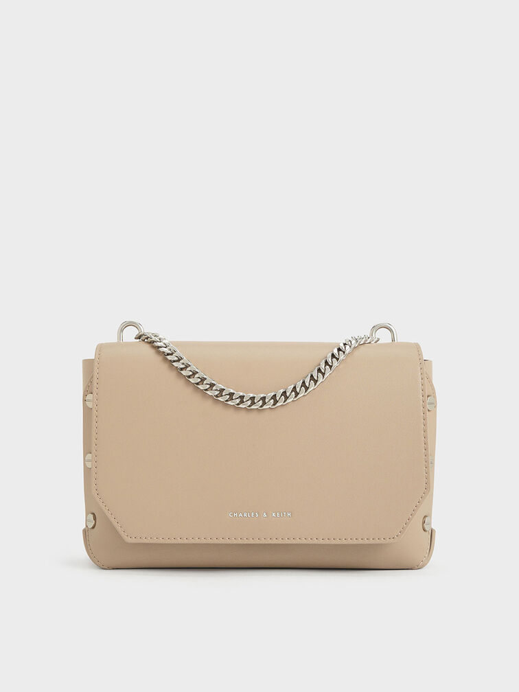 Clea Chain-Handle Bag, Taupe, hi-res