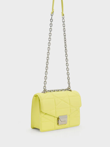 Blanche Chevron Chain Handle Bag, Butter, hi-res