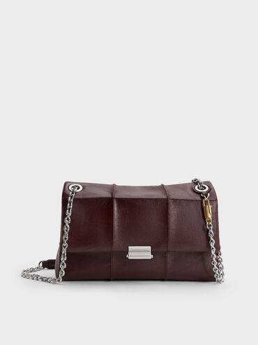 Delfina Quilted Chain-Strap Shoulder Bag, Wineberry Red, hi-res
