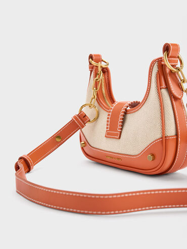 Winslet Canvas Belted Hobo Bag, Orange, hi-res