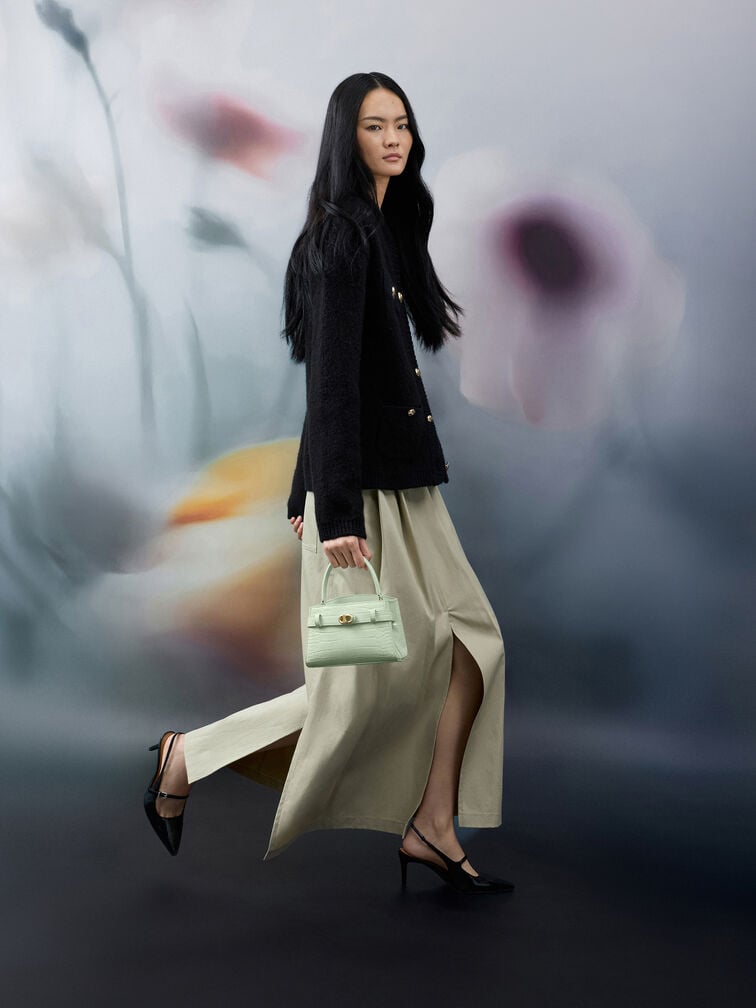 Aubrielle Croc-Effect Top Handle Bag, Mint Green, hi-res