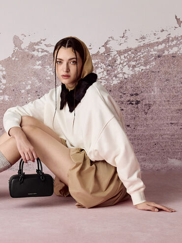 Sammie Knotted-Handle Elongated Bag, Black, hi-res