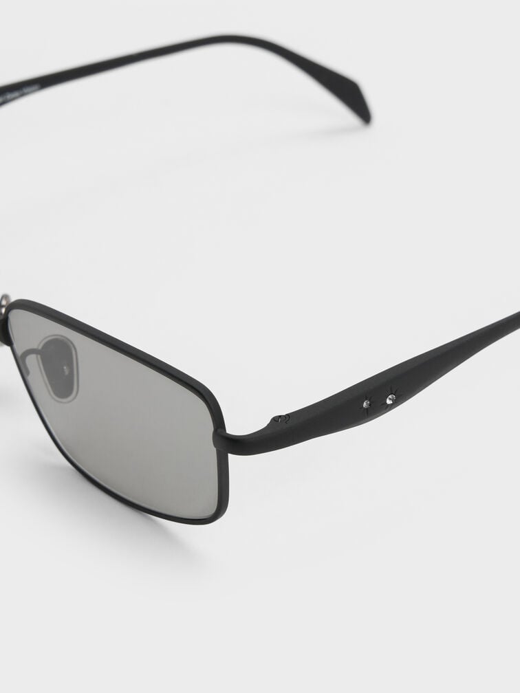 Celestia Metal-Rim Tinted Rectangular Sunglasses, Noir, hi-res