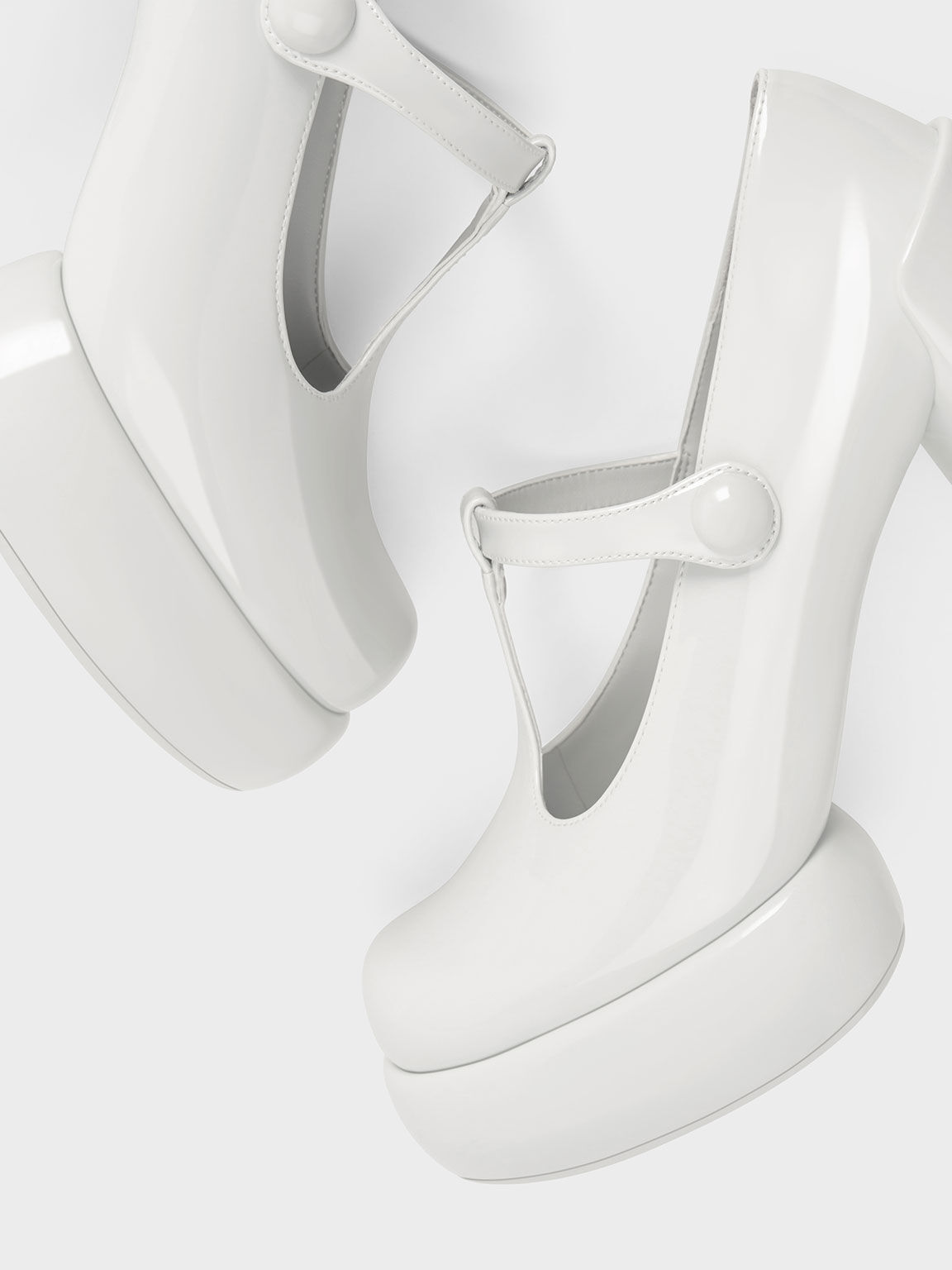 Darcy Patent T Bar Platform Mary Janes White