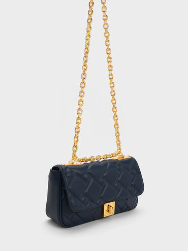 Tillie Quilted Chain Bag, Navy, hi-res