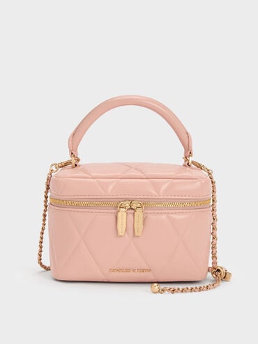 Arwen Quilted Top Handle Vanity Bag, Pink, hi-res