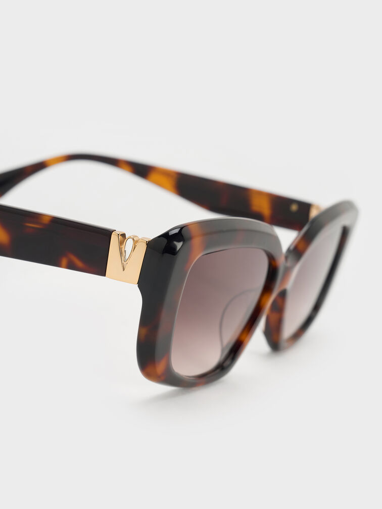 Alix Recycled Acetate Tortoiseshell Metallic-Accent Butterfly Sunglasses, T. Shell, hi-res