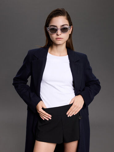 Onyx Recycled Acetate Cat-Eye Sunglasses, Clear, hi-res