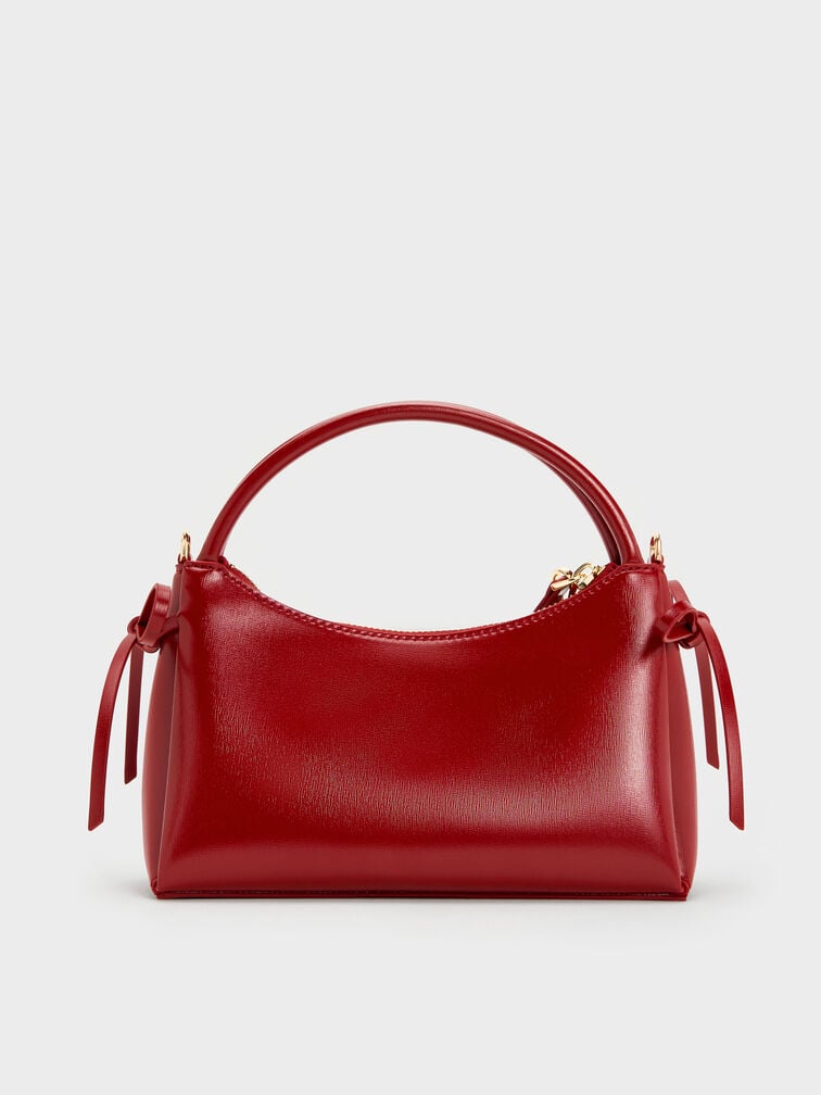 Hazel Bow Horse-Motif Top Handle Bag, Tomato Red, hi-res