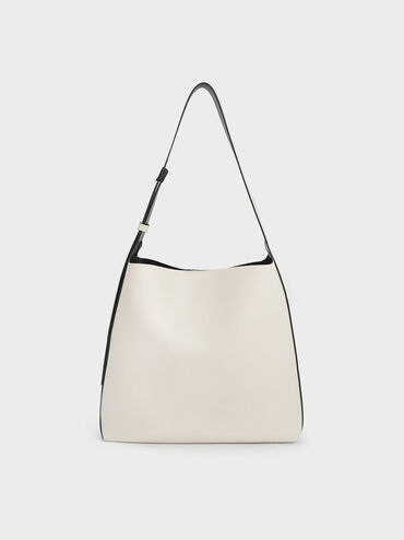 Edna Contrast-Trim Tote Bag, Cream, hi-res