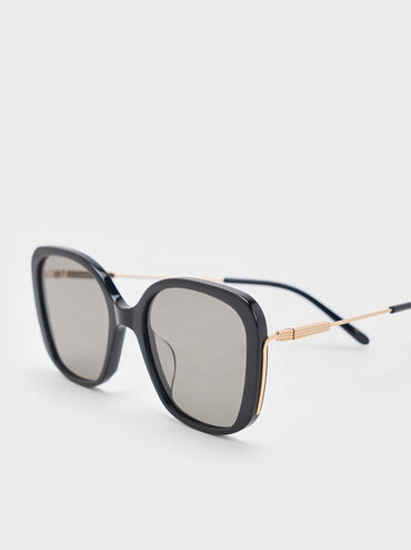 Renee Recycled Acetate Butterfly Sunglasses, Black, hi-res