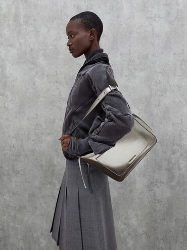 Xylia Hobo Bag, Pewter, hi-res