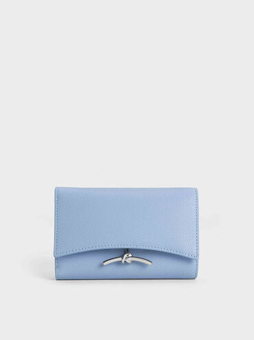 Huxley Metallic Accent Front Flap Wallet, Light Blue, hi-res
